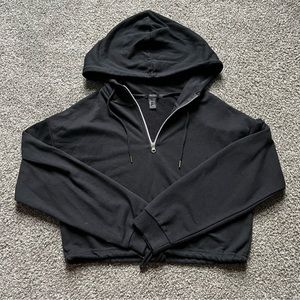 Black forever 21 slightly cropped half zip hoodie